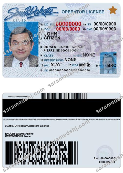 USA South Dakota driving license